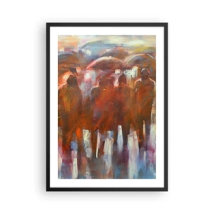 Póster en marco negro - Figuras abstractas en tonos de colores cálidos. - 50x70cm - Iguales entre la niebla - Decoración de pared moderna para salón y dormitorio ARTTOR