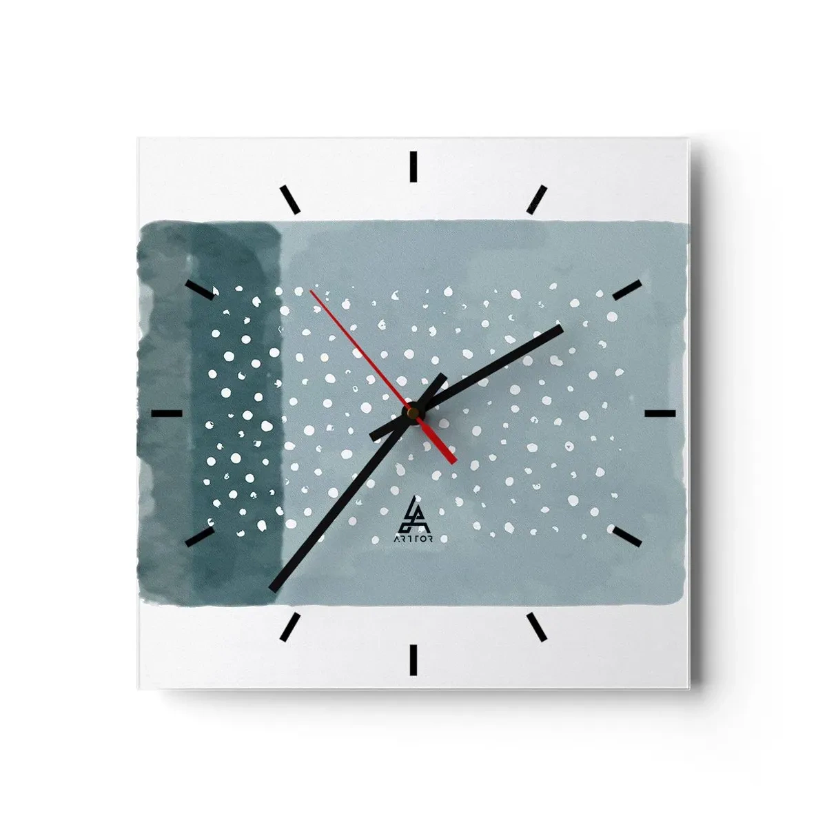 Reloj de pared - Reloj de vidrio - Creación sobre azul - 40x40 cm