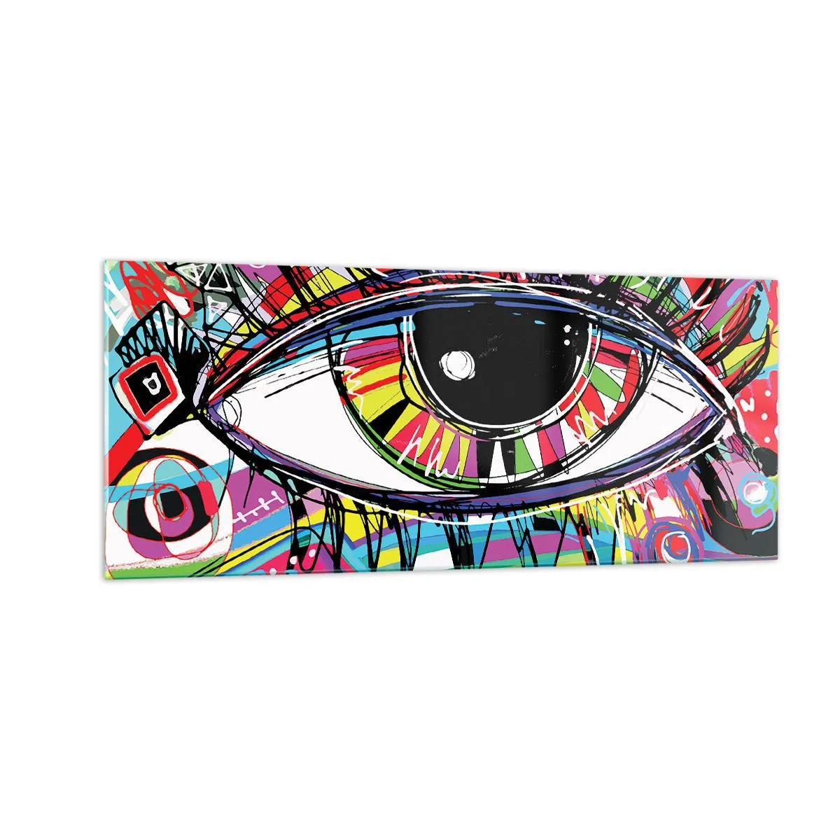 Cuadro sobre vidrio - Impresiones sobre Vidrio - Un ojo colorido - un alma colorida - 100x40 cm