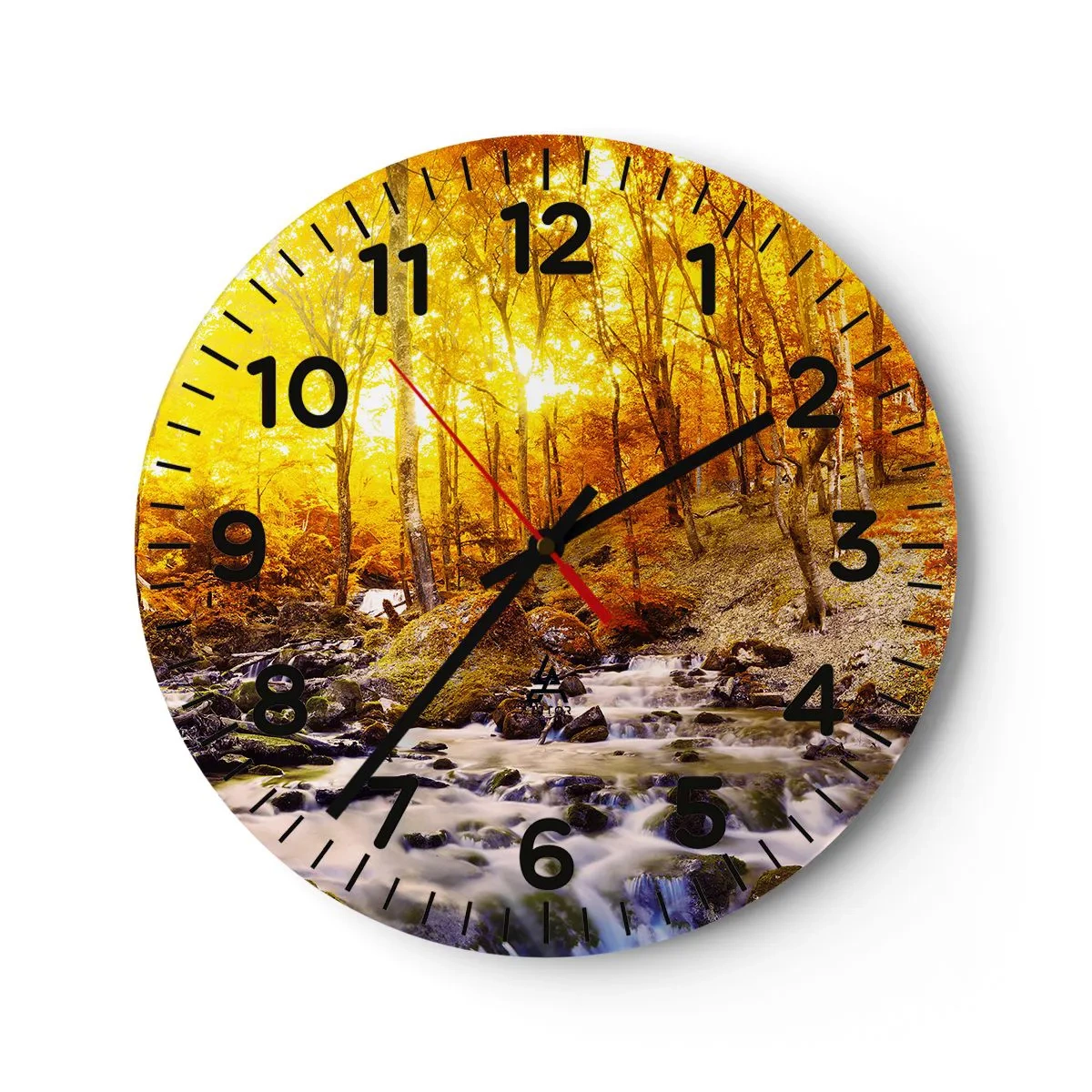 Reloj de pared - Reloj de vidrio - Piedras bañadas en oro y platino - 40x40 cm