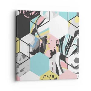 Cuadro sobre lienzo - Impresión de Imagen - Hexágonos y cubos en seis colores - 30x30 cm