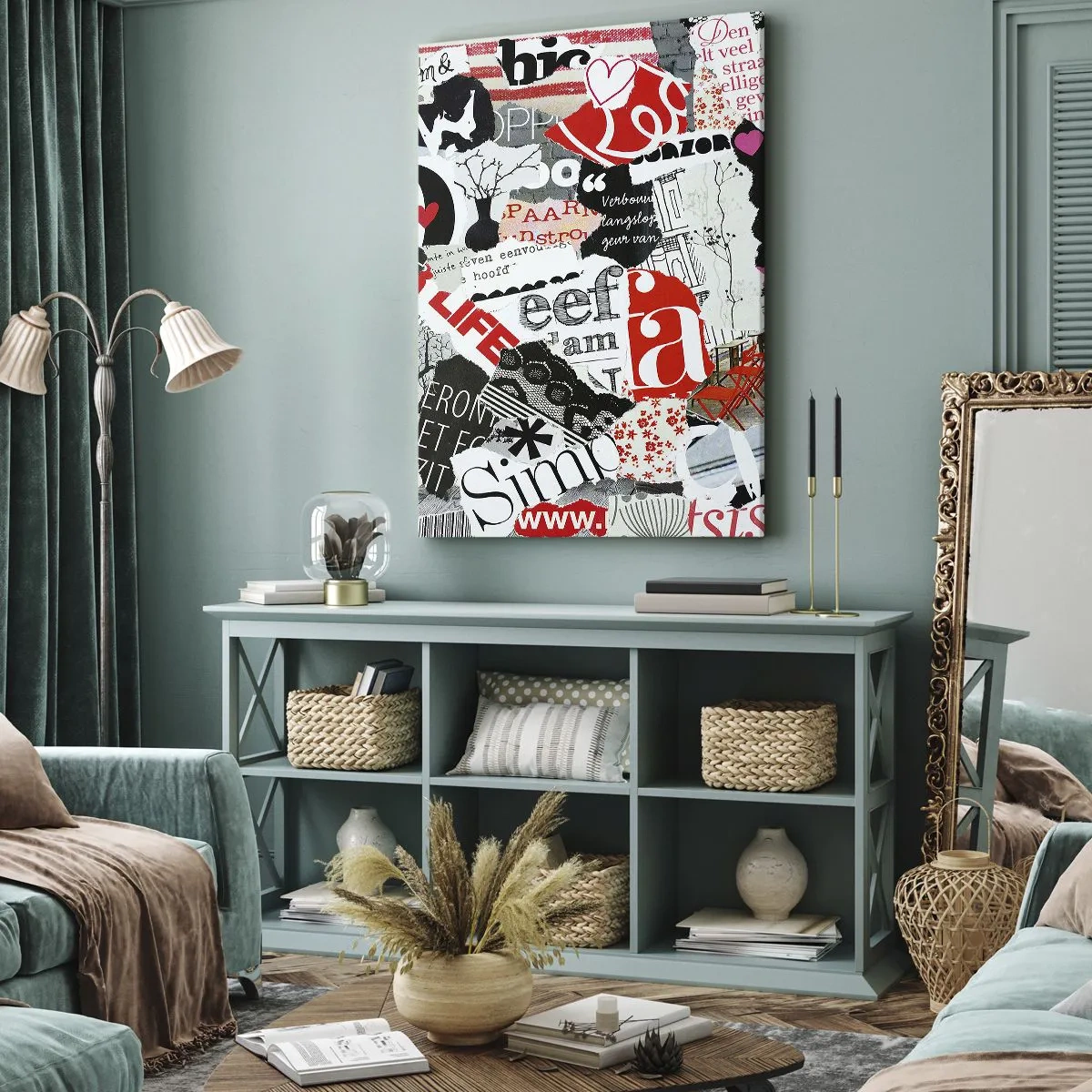 Cuadro sobre lienzo - Impresión de Imagen - Collage hipster - 45x80 cm
