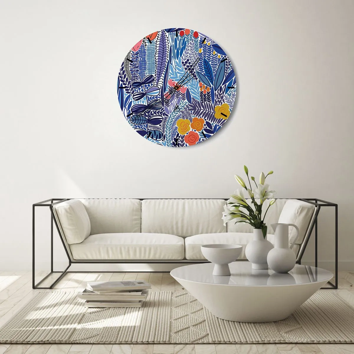 Reloj de pared - Reloj de vidrio - Jardín hawaiano - 40x40 cm