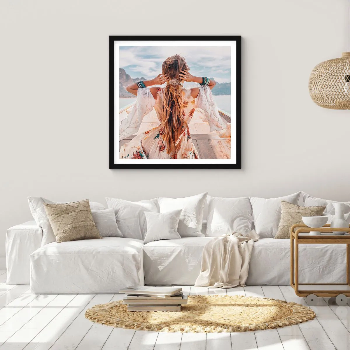 Póster en marco negro - Rumbo a la felicidad - 40x40 cm