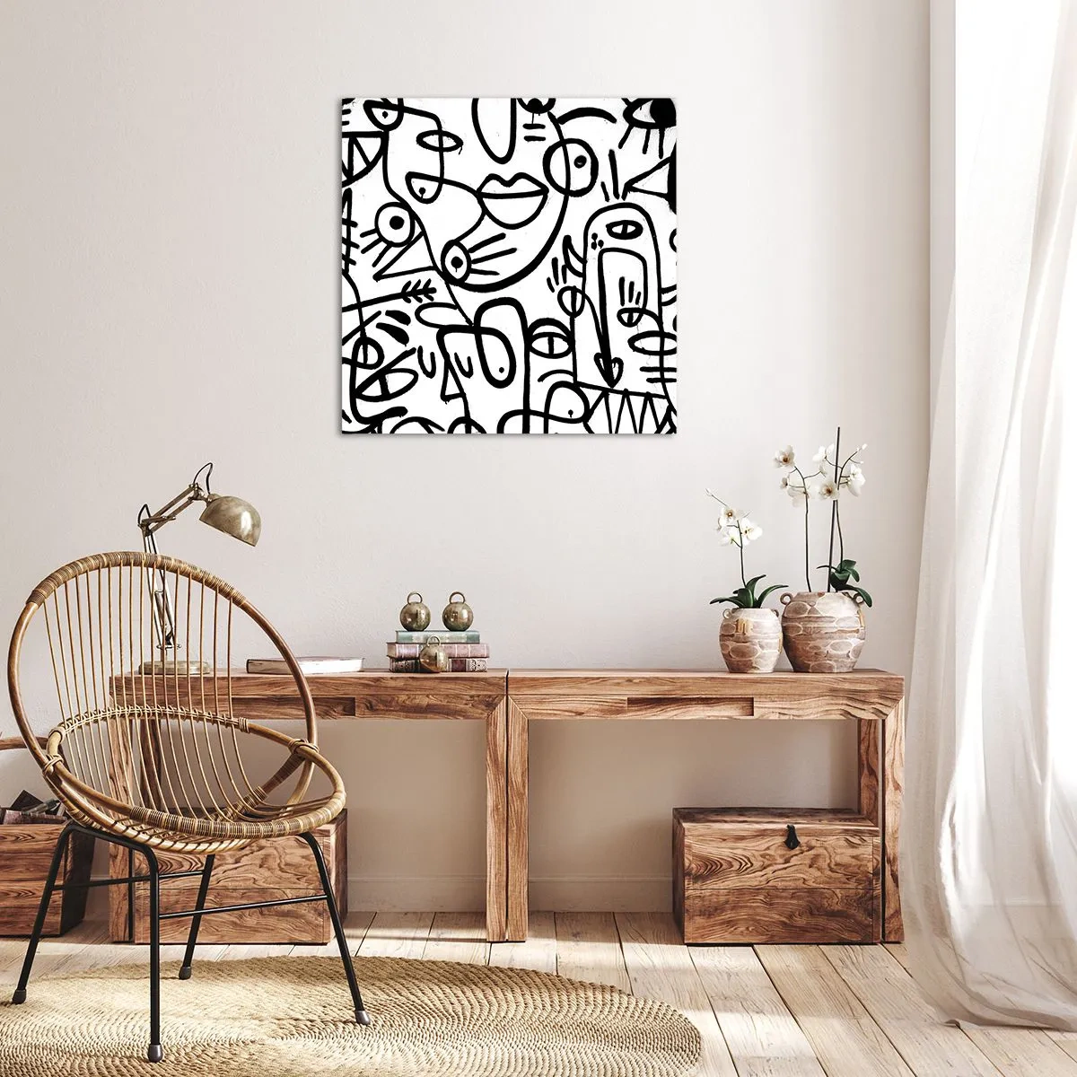 Cuadro sobre lienzo - Impresión de Imagen - Rostros y espejismos - 70x70 cm