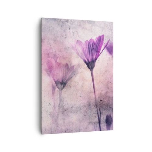 Cuadro sobre lienzo - Impresión de Imagen - Delicadas flores en tonos morados sobre un fondo claro. - 70x100cm - Sueño de flores - Decoración de pared moderna para salón y dormitorio ARTTOR