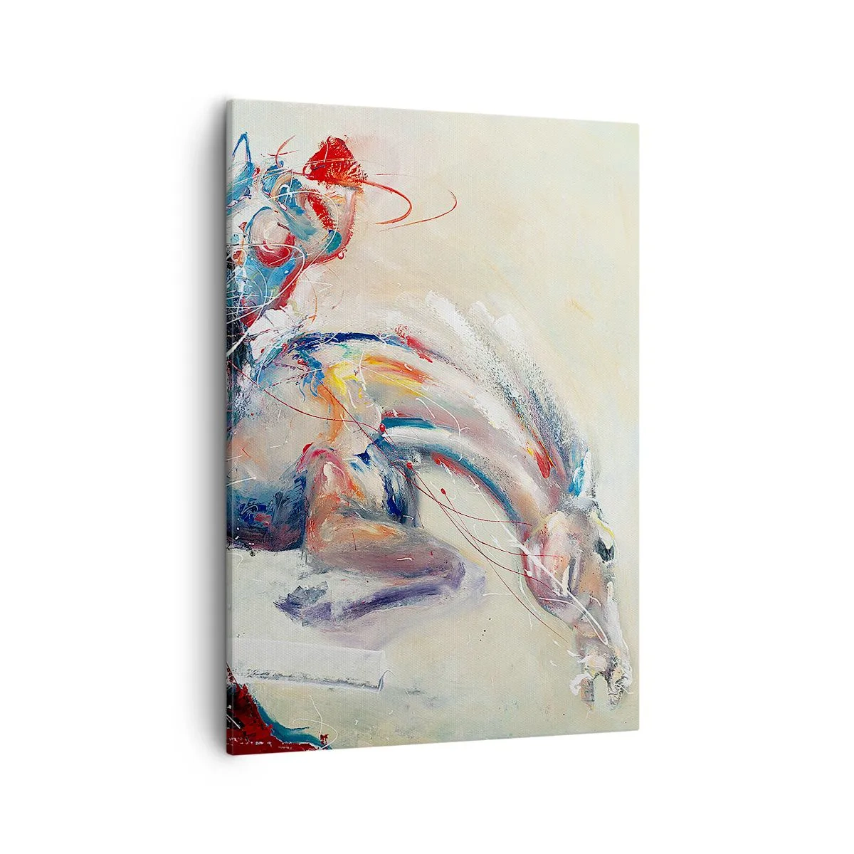 Cuadro sobre lienzo - Impresión de Imagen - Una imagen dinámica de un caballo en un estilo artístico abstracto. - 50x70cm - Sujétate y vamos - Decoración de pared moderna para salón y dormitorio ARTTOR