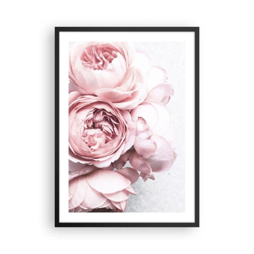 Póster en marco negro - Delicadas flores de peonía rosa en primer plano - 50x70cm - Para los románticos - Decoración de pared moderna para salón y dormitorio ARTTOR