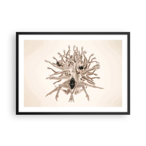 Póster en marco negro - Composición abstracta de bailarines en movimiento. - 70x50cm - Floreciendo en la danza - Decoración de pared moderna para salón y dormitorio ARTTOR