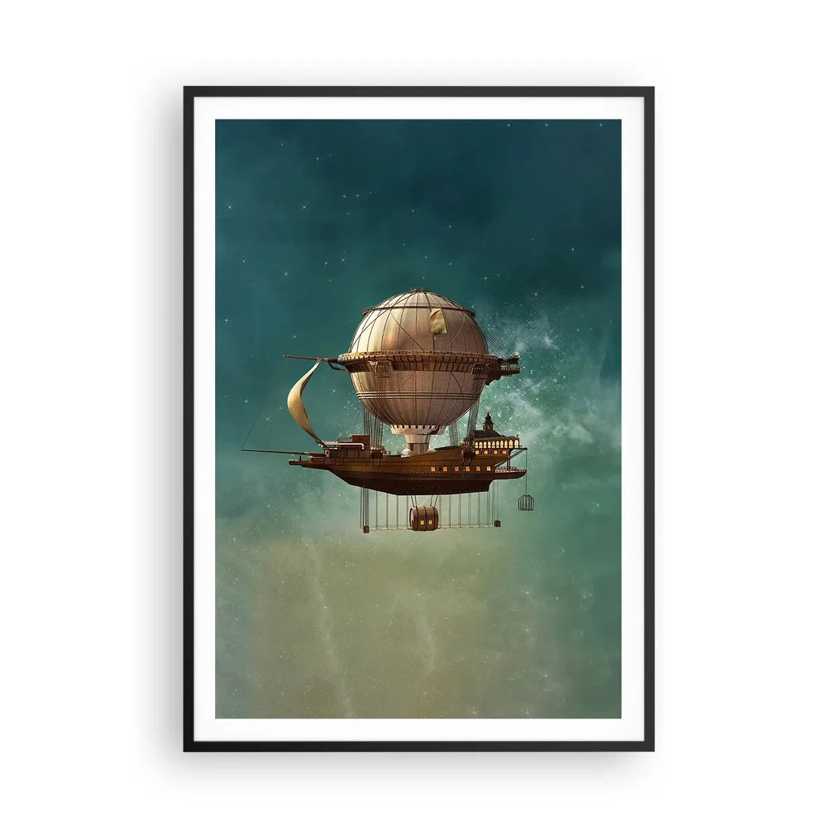 Póster en marco negro - Julio Verne saluda - 70x100 cm