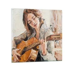 Cuadro sobre vidrio - Impresiones sobre Vidrio - Concierto de guitarra y corazón joven - 40x40 cm