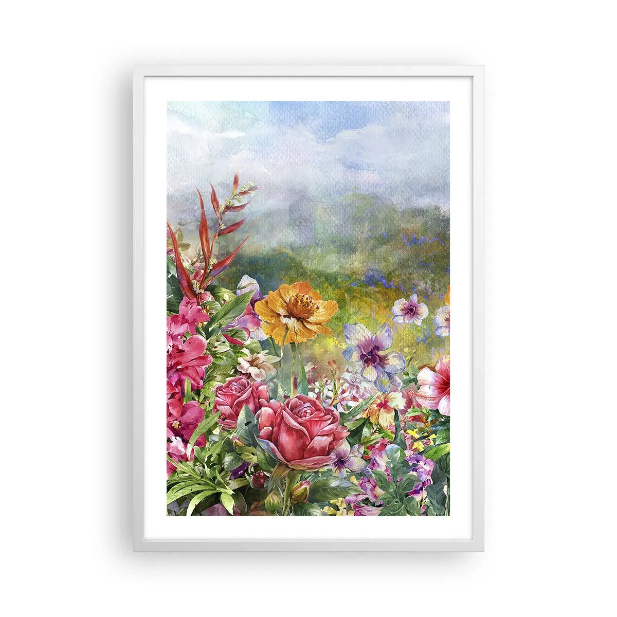 Póster en marco blanco - Un jardín enloquecido - 50x70 cm