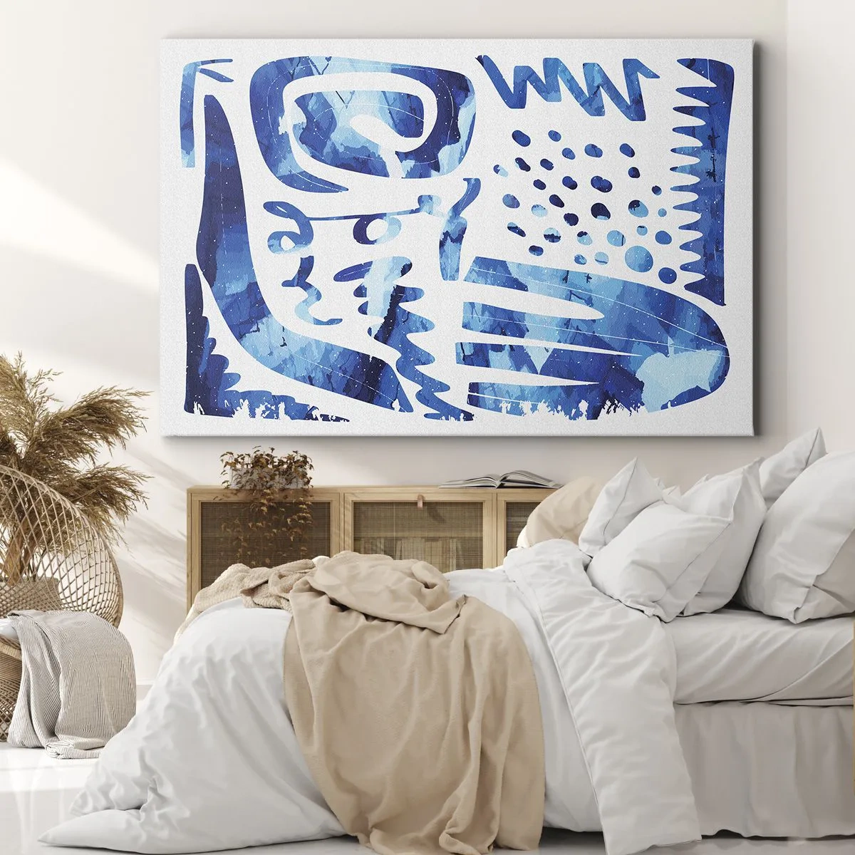 Cuadro sobre lienzo - Impresión de Imagen - Patrón abstracto en tonos azules - 120x80cm - Vuelta a las raíces - Decoración de pared moderna para salón y dormitorio ARTTOR
