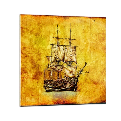 Cuadro sobre vidrio - Impresiones sobre Vidrio - ¡Rumbo a la isla Tortuga! - 40x40 cm