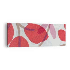 Cuadro sobre lienzo - Impresión de Imagen - Flores y hojas en tonos rojos y rosas. - 140x50cm - Composición floral en rosa - Decoración de pared moderna para salón y dormitorio ARTTOR