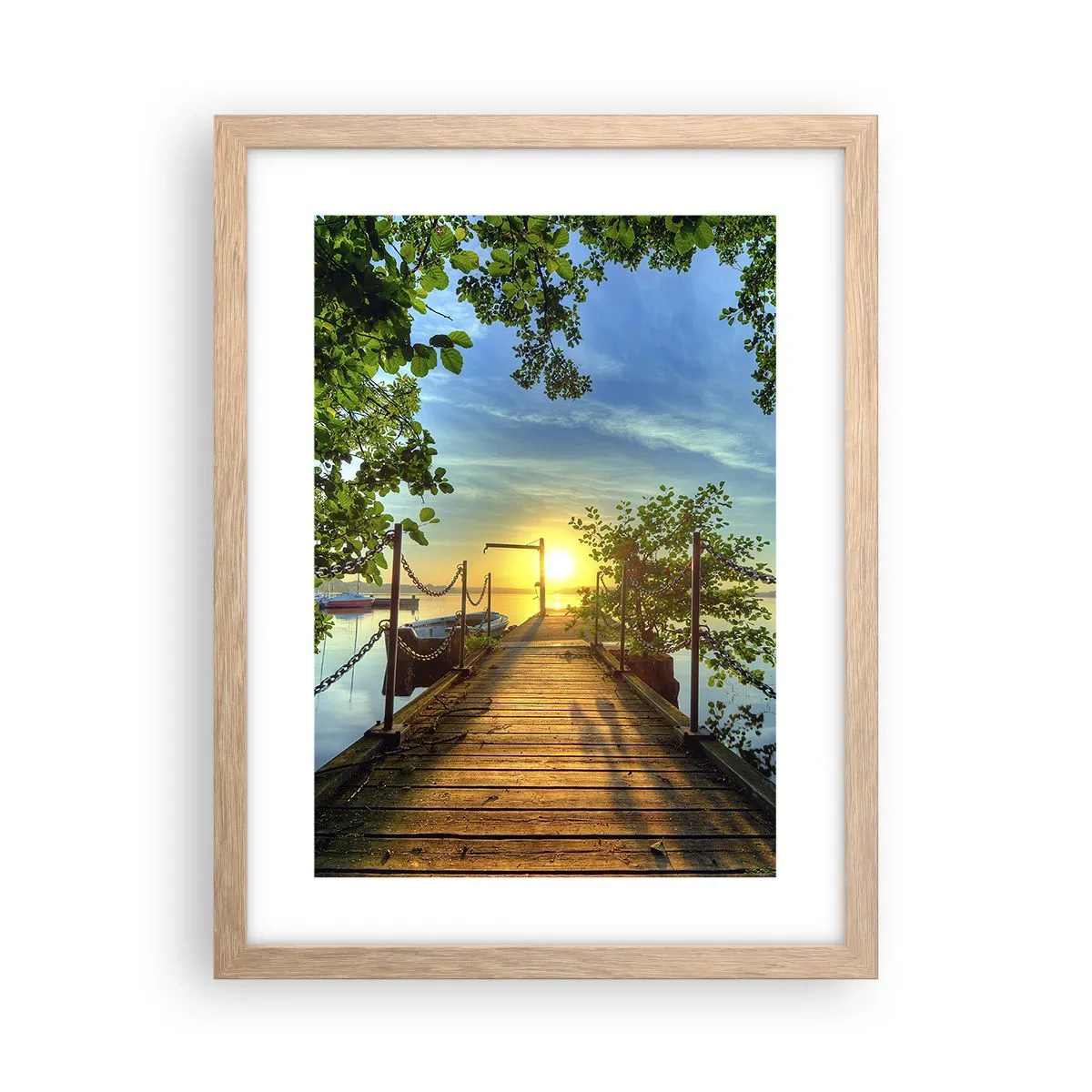 Póster en marco roble claro - Atardecer junto al agua - 30x40 cm