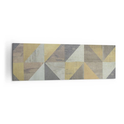 Cuadro sobre lienzo - Impresión de Imagen - Composición geométrica de triángulos en tonos tierra. - 160x50cm - El arte de los triángulos - Decoración de pared moderna para salón y dormitorio ARTTOR