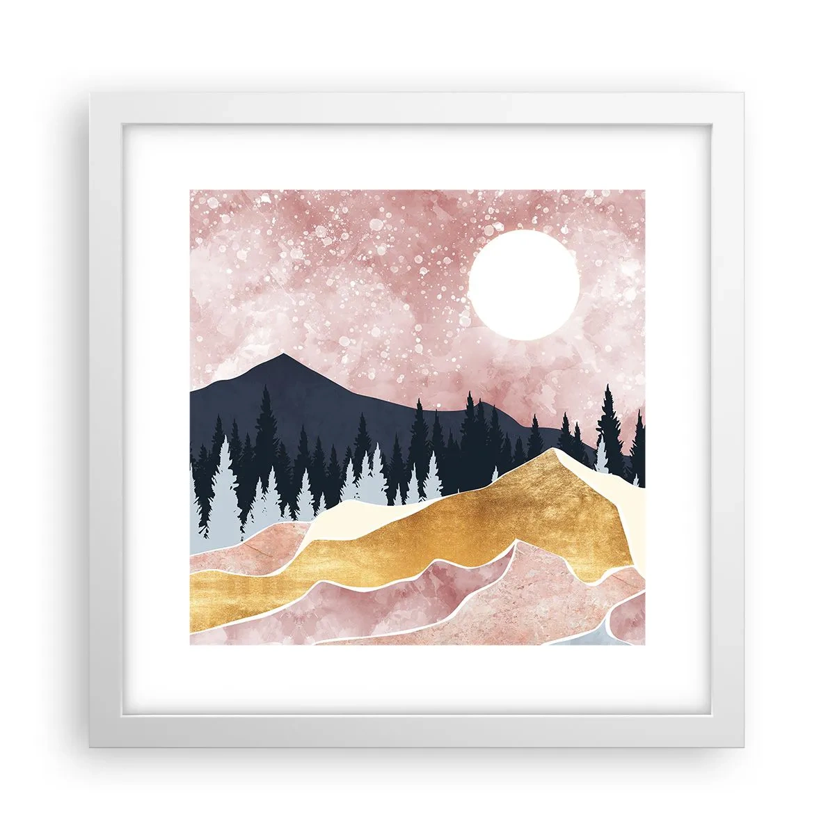 Póster en marco blanco - Vigilancia nocturna - 30x30 cm