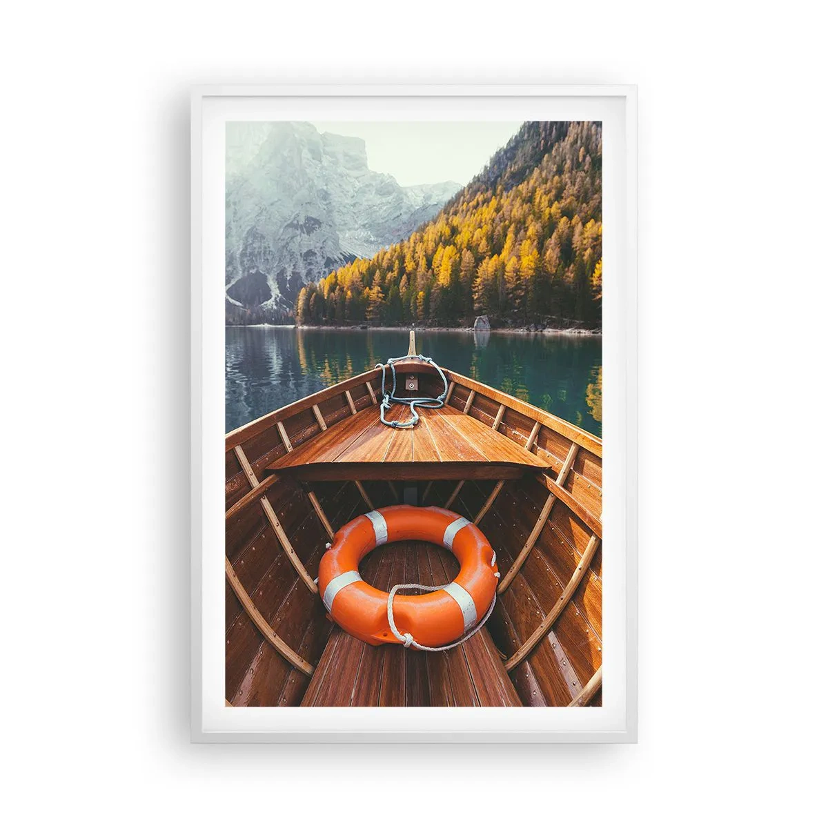 Póster en marco blanco - Viaje a la montaña - 61x91 cm