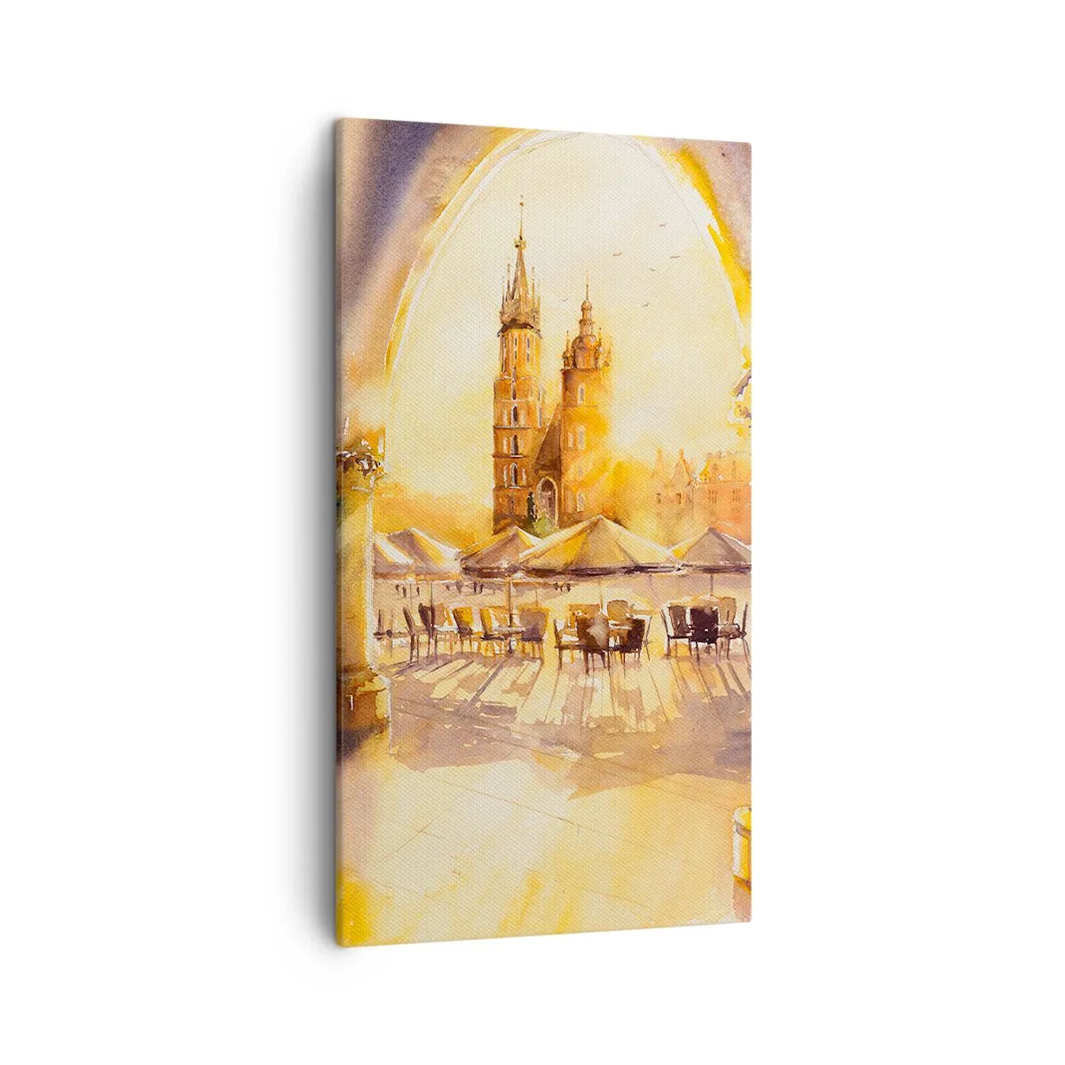 Cuadro sobre lienzo - Impresión de Imagen - Este sobre el mercado de Cracovia - 45x80 cm