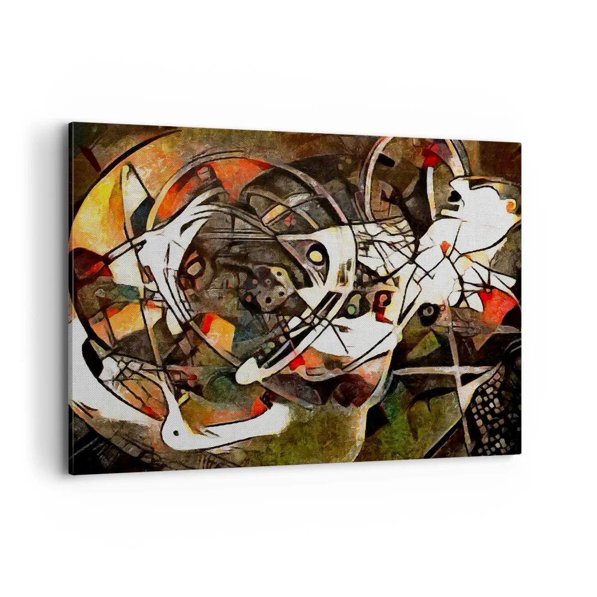 Cuadro sobre lienzo - Impresión de Imagen - Abstracción expresiva en tonos oscuros con líneas dinámicas. - 100x70cm - ¿Oyes el movimiento? - Decoración de pared moderna para salón y dormitorio ARTTOR