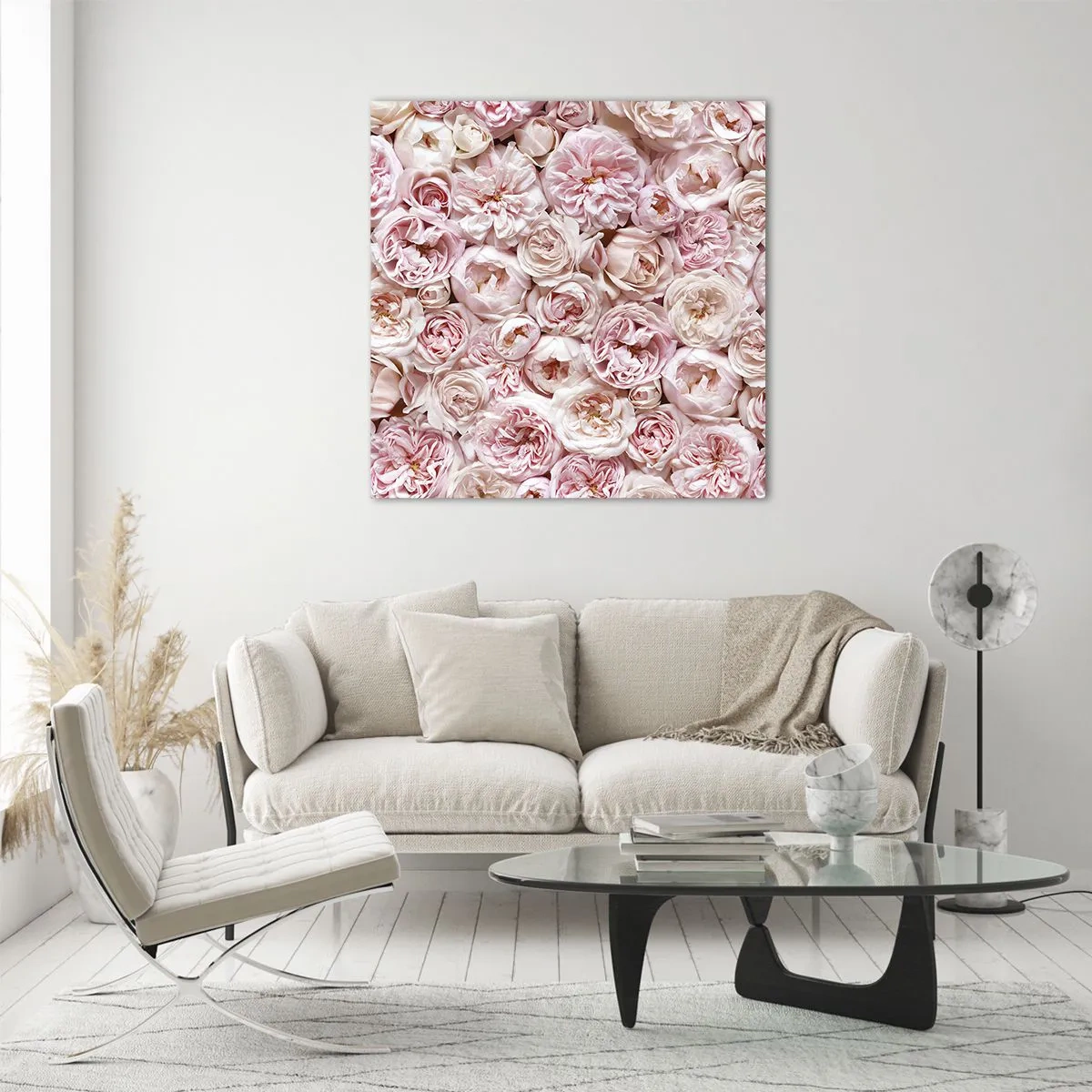 Cuadro sobre vidrio - Impresiones sobre Vidrio - Salpicado de rosas - 70x70 cm