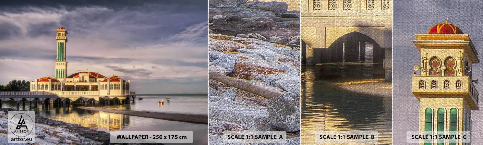 Muestra de fotomural Premium Canvas - Templo de la naturaleza - Arquitectura, Malasia, Paisaje - 100x30 cm