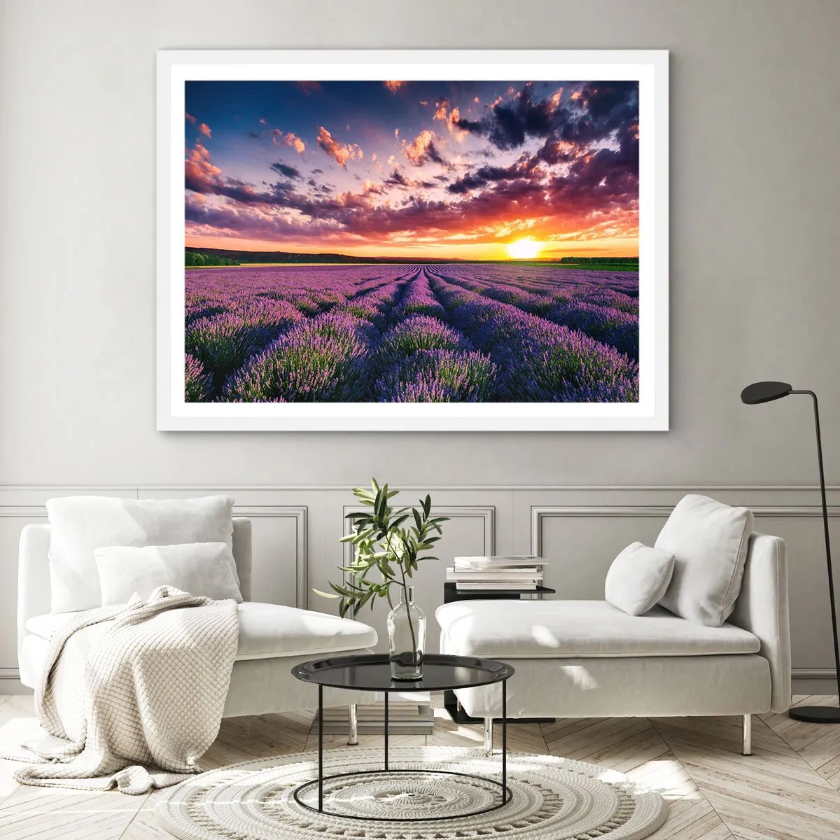 Póster en marco blanco - El mundo de la lavanda - 40x30 cm