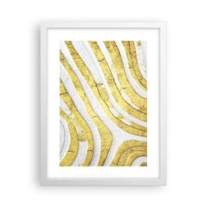 Póster en marco blanco - Una composición en blanco y oro - 30x40 cm