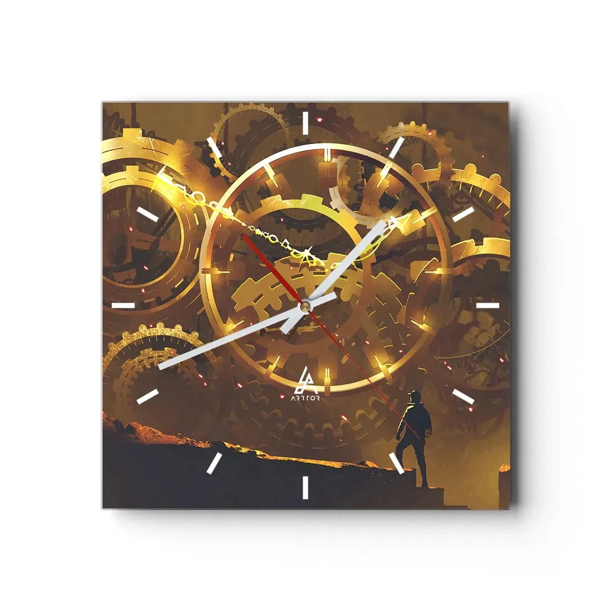 Reloj de pared - Reloj de vidrio - En la fuente del tiempo - 40x40 cm