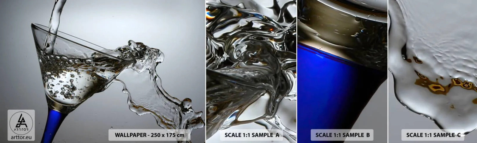 Muestra De Fotomural Standard Eco - Agua cristalina en vaso de vidrio - Vaso, Cóctel, Gastronomía - 100x30 cm