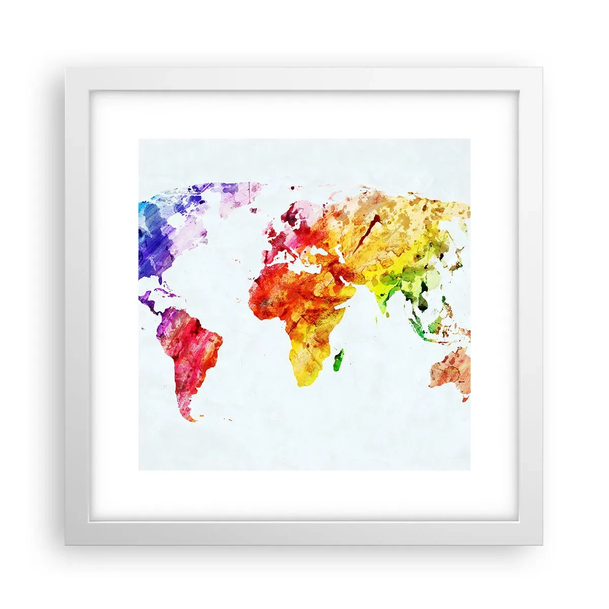 Póster en marco blanco - Todos los colores del mundo - 30x30 cm