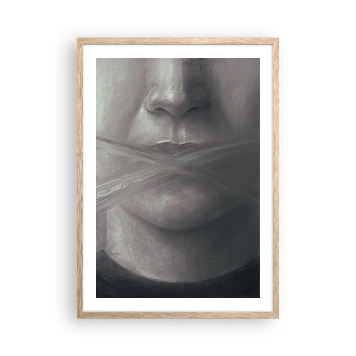 Póster en marco roble claro - Ni una palabra - 50x70 cm