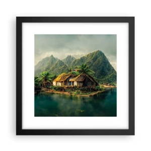 Póster en marco negro - Paraíso tropical - 30x30 cm