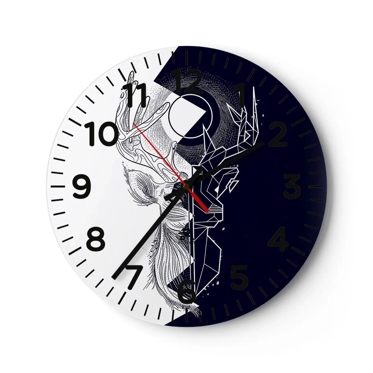 Reloj de pared - Reloj de vidrio - Lucha y unidad de los opuestos - 30x30 cm