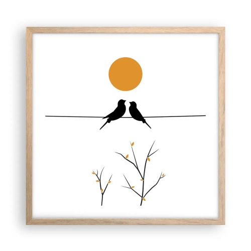 Póster en marco roble claro - Noche de ruiseñores - 50x50 cm