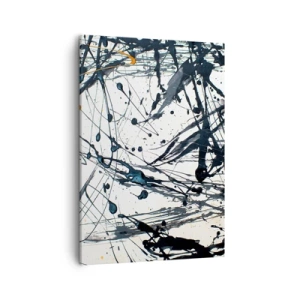 Cuadro sobre lienzo - Impresión de Imagen - Patrón de pintura abstracta con líneas y manchas dinámicas. - 50x70cm - ¿Con o sin sentido? - Decoración de pared moderna para salón y dormitorio ARTTOR