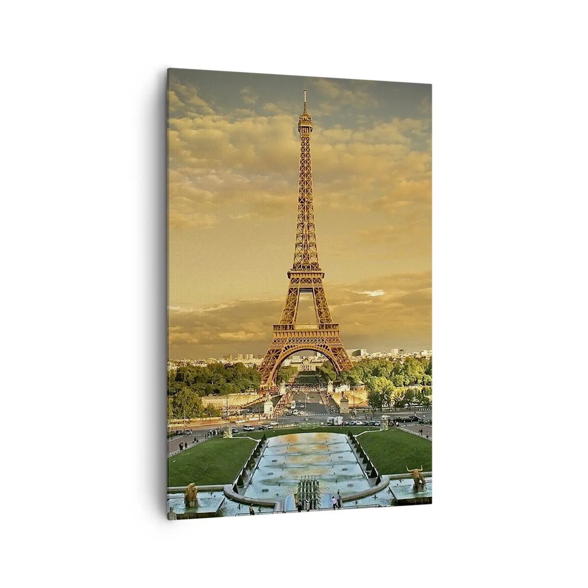 Cuadro sobre lienzo - Impresión de Imagen - La Torre Eiffel en París al atardecer - 80x120cm - Reina de París - Decoración de pared moderna para salón y dormitorio ARTTOR