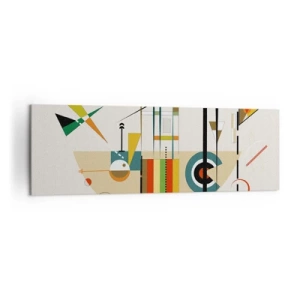 Cuadro sobre lienzo - Impresión de Imagen - Abstracción colorida con formas geométricas. - 160x50cm - Y el mundo ríe - Decoración de pared moderna para salón y dormitorio ARTTOR