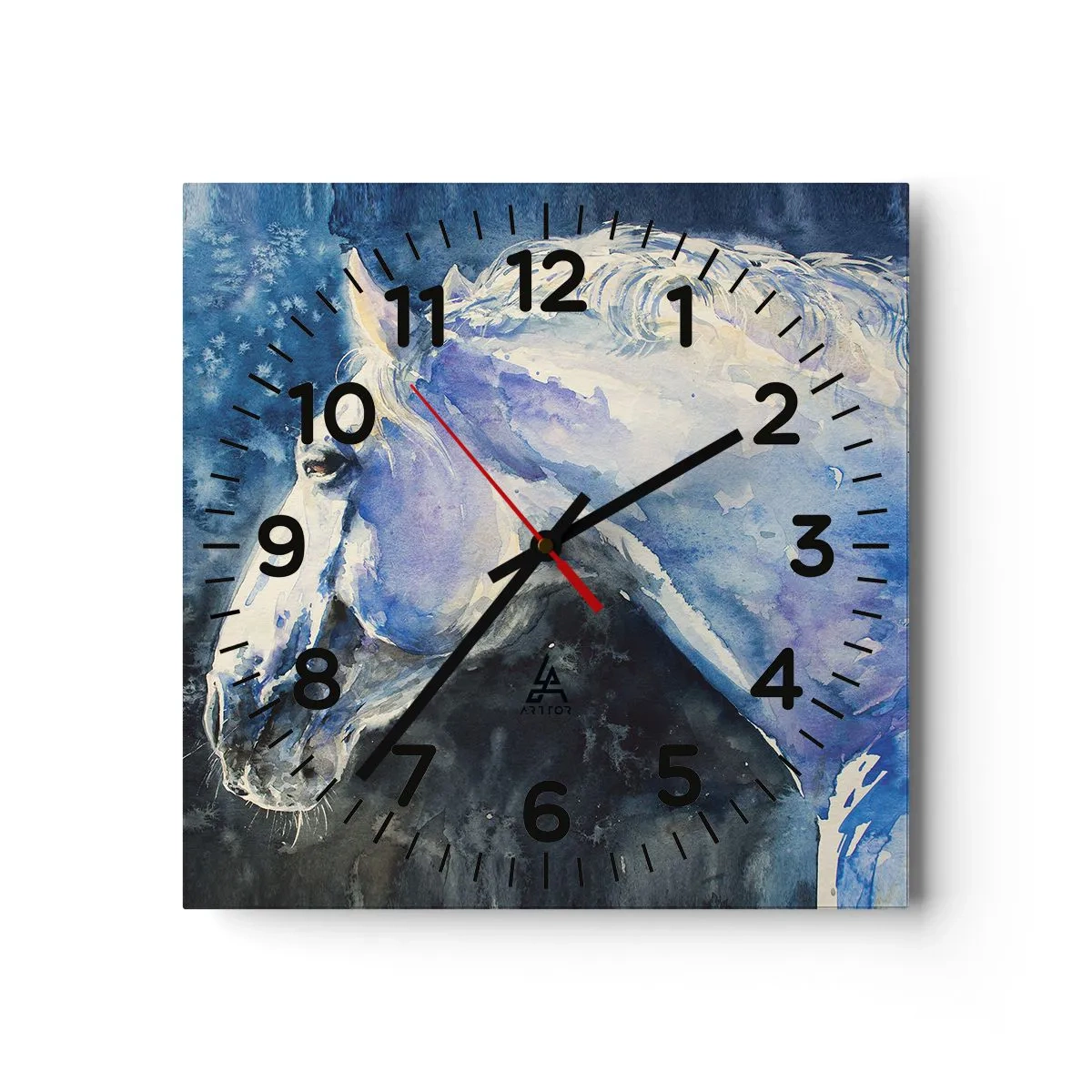 Reloj de pared - Reloj de vidrio - Retrato en un resplandor azul - 30x30 cm