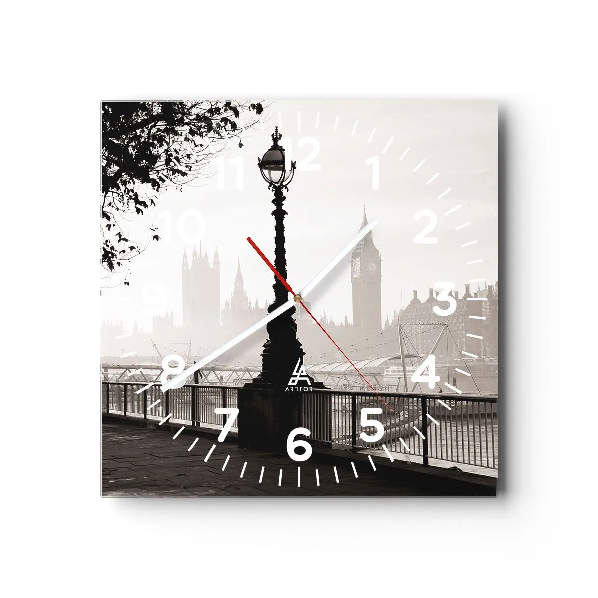 Reloj de pared - Reloj de vidrio - La mañana de Londres - 30x30 cm