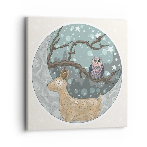 Cuadro sobre lienzo - Impresión de Imagen - Noche de bosque de cuento de hadas - 30x30 cm