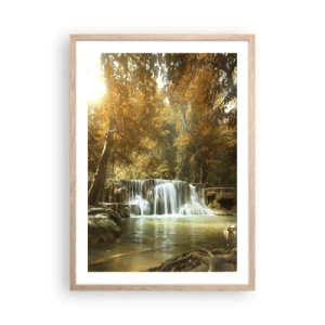 Póster en marco roble claro - Una cascada en el parque - 50x70 cm