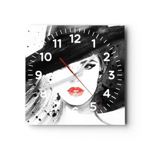 Reloj de pared - Reloj de vidrio - Dama de negro - 30x30 cm