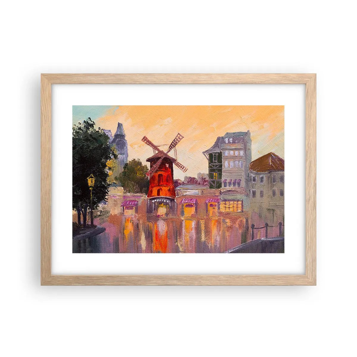 Póster en marco roble claro - Iconos parisinos - Moulin Rouge - 40x30 cm