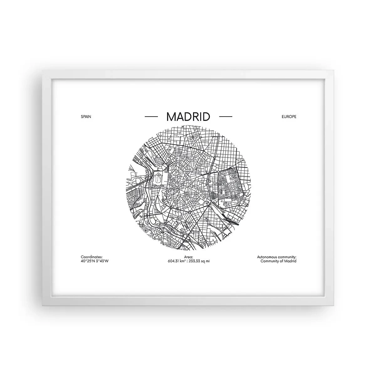 Póster en marco blanco - Anatomía de Madrid - 50x40 cm