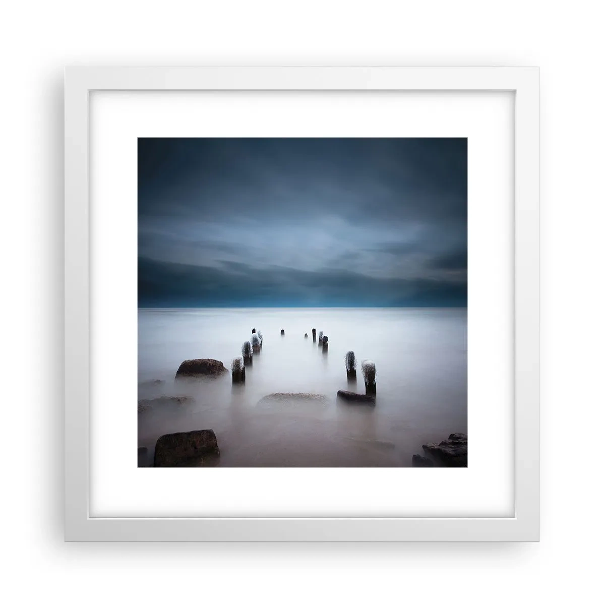 Póster en marco blanco - El lago del pensamiento - 30x30 cm