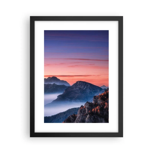 Póster en marco negro - Sobre los valles - 30x40 cm