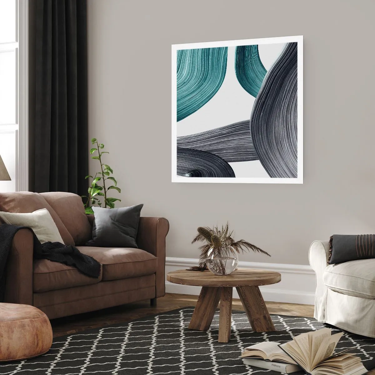 Póster - Senderos esmeralda y negro - 60x60 cm