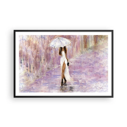 Póster en marco negro - En la lluvia de lilas - 91x61 cm